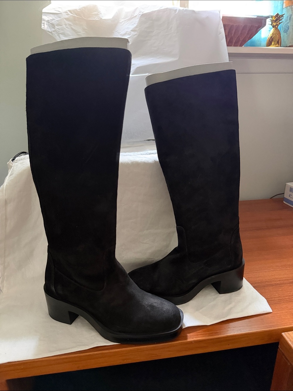 Stuart Weitzman Black Suede Over-the-Knee Boots